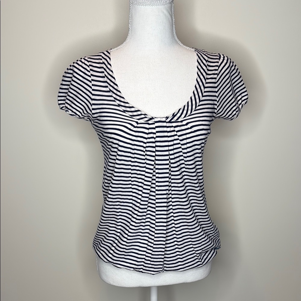 American Eagle Striped Navy and White Ruched Top. XS